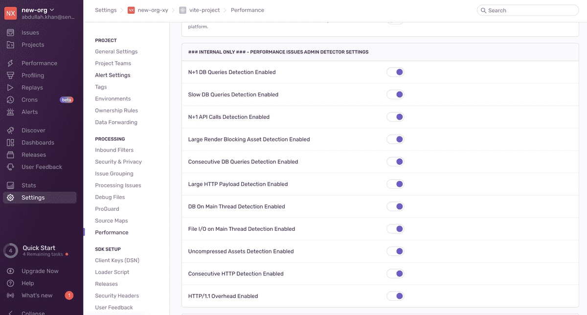 Detector Threshold settings admin ui screenshot